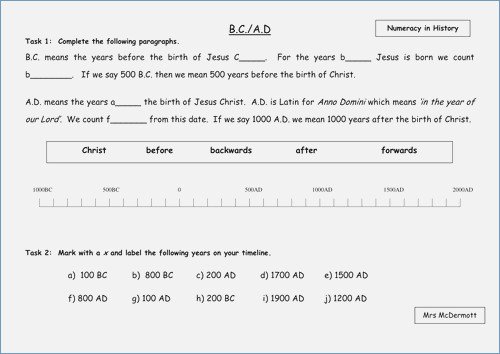 Ad And Bc Timeline Worksheets